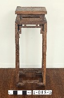 紅木高束腰雕竹節鑲貼木拼方面香几藏品圖，第1張