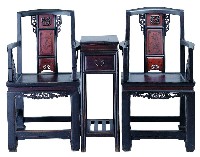 朱漆雕花福字太師椅組藏品圖，第1張