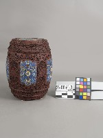 雕漆鑲琺瑯彩圓鼓凳一對－鼓凳藏品圖，第1張