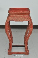 雕漆高束腰三彎腿圈足花檯一對－花檯藏品圖，第2張