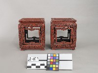 雕漆矮方凳一對藏品圖，第1張
