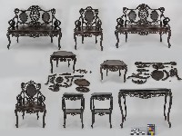 酸枝雕竹節式家具組－雙人扶手椅組藏品圖，第1張
