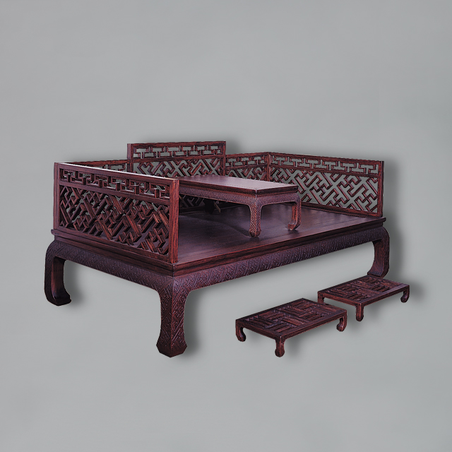 花梨木萬字紋羅漢床組