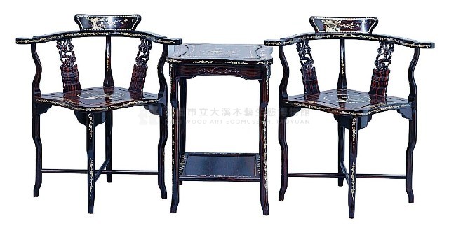 黑檀木休閒椅茶几椅組藏品圖，第1張