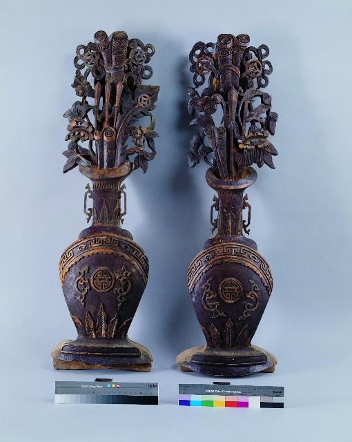 木雕花瓶組藏品圖，第1張