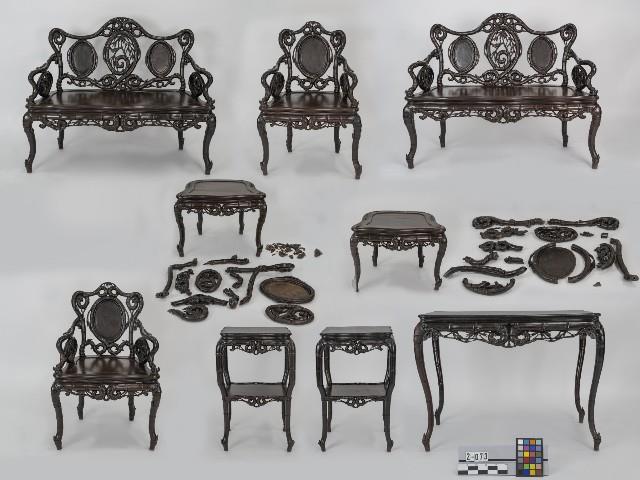 酸枝雕竹節式家具組-小几組藏品圖，第1張