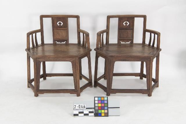 花梨木六方形扶手太師椅一對藏品圖，第1張