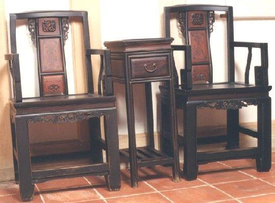 朱漆雕花福字太師椅組藏品圖，第2張