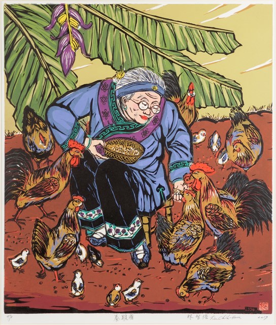 阿嬤飼雞（養雞圖）的圖片