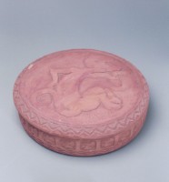 素燒猴紋圓果盒藏品圖，第1張