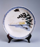 (陶器子71)彩繪山水盤(大)  直徑24.3CM藏品圖，第2張