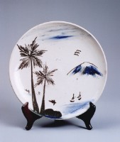 彩繪椰子風景大盤藏品圖，第1張