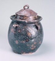 雙唇四繫灰釉蓋罐藏品圖，第1張