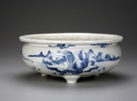 青花山水三足爐藏品圖，第1張