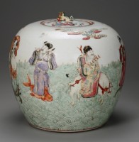 粉彩人物蓋罐藏品圖，第1張