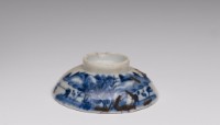Covered Bowl with Under Glaze-blue Landscape Decoration,