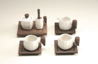 切面木把霜釉咖啡杯組的圖片