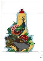 孔雀牡丹匏瓜瓶展開圖稿藏品圖，第2張