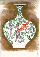 紫藤綬帶鳥瓶圖稿藏品圖，第2張
