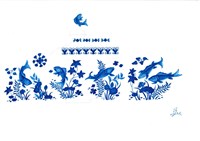 青花魚藻紋球瓶展開圖稿藏品圖，第1張
