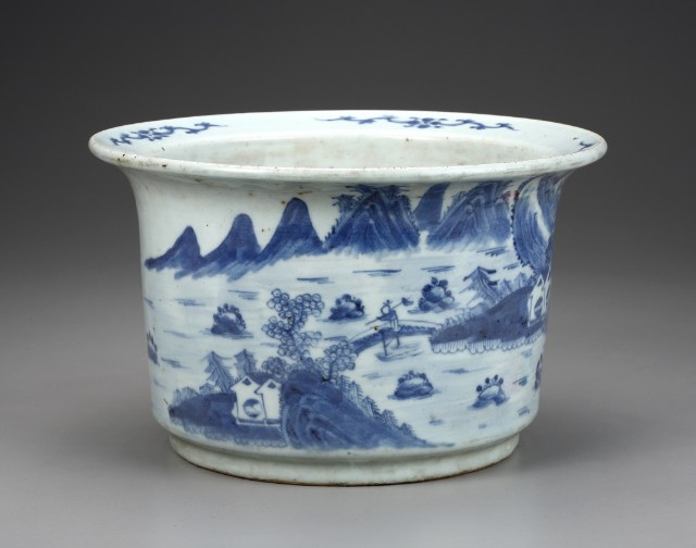 Blue-and-white Landscape Flower Pot