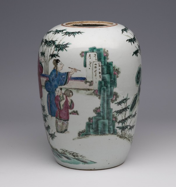 Polychrome Jar with Motif of Leading Characters from Famous Chinese Stories