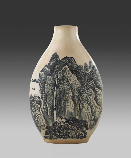 Mountain Spring and Clear Mind Flat Vase