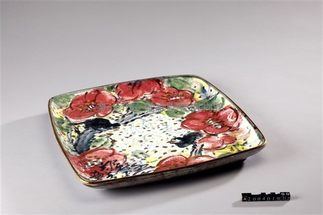 花叢雙雀方形盤藏品圖，第2張