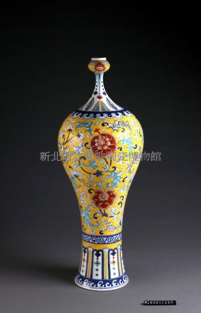 黃地唐草描金蒜頭瓶藏品圖，第1張