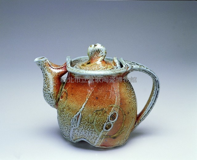 三腳橙色壺藏品圖，第1張