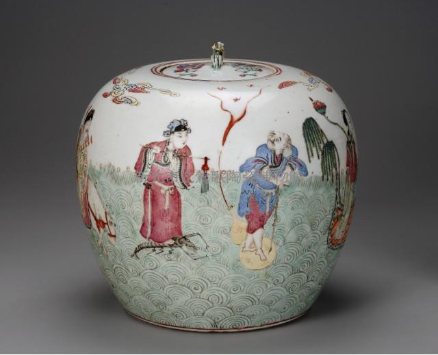 粉彩人物蓋罐藏品圖，第3張