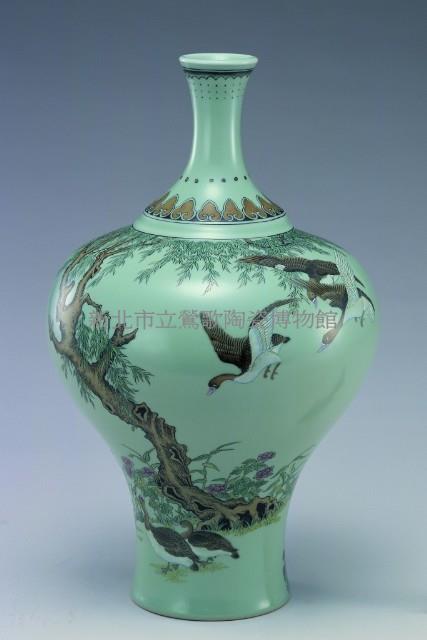 青瓷粉彩野雁瓶藏品圖，第1張