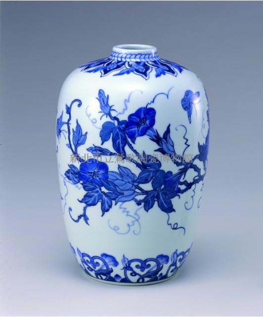 青花牽牛花卉直身瓶藏品圖，第2張