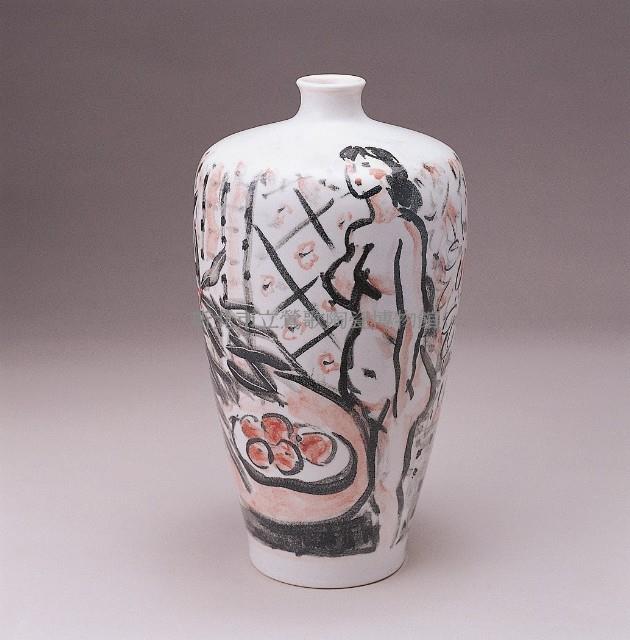 Small-mouthed painted vase with naked woman Collection Image