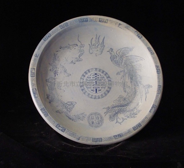 藍釉龍鳳盤藏品圖，第1張