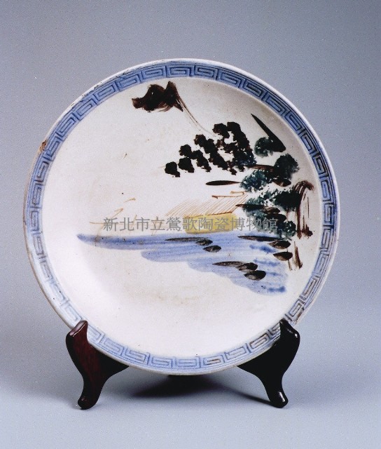 (陶器子71)彩繪山水盤(大)  直徑24.3CM藏品圖，第2張