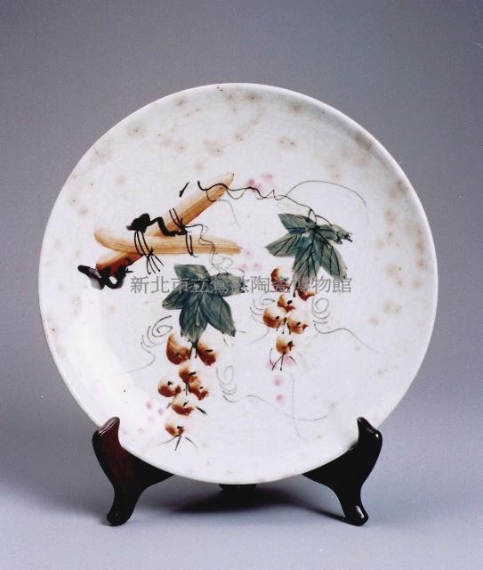 Plate painted with grapes Collection Image