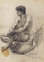 靜坐青年素描藏品圖，第1張