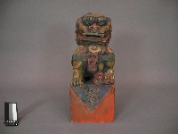 彩色木雕柱頭獅子藏品圖，第1張