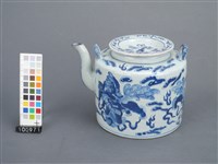 青花獅紋茶壺藏品圖，第1張