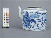 青花獅紋茶壺藏品圖，第2張