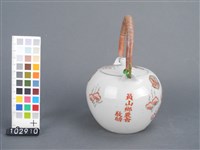金紅彩花卉鶴紋茶壺藏品圖，第2張