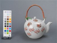 金紅彩花卉鶴紋茶壺藏品圖，第3張