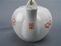 金紅彩花卉鶴紋茶壺藏品圖，第4張