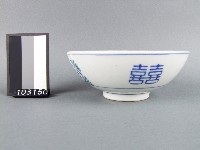 藍綠彩花卉囍字碗藏品圖，第1張