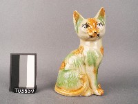 黃綠釉磁貓藏品圖，第1張