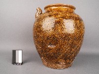 黃釉水波紋壺藏品圖，第1張