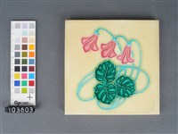 黃地彩繪花葉紋磁磚藏品圖，第1張