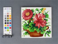 噴釉花籃紋磁磚藏品圖，第1張