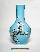 北投藍釉花鳥瓶藏品圖，第1張